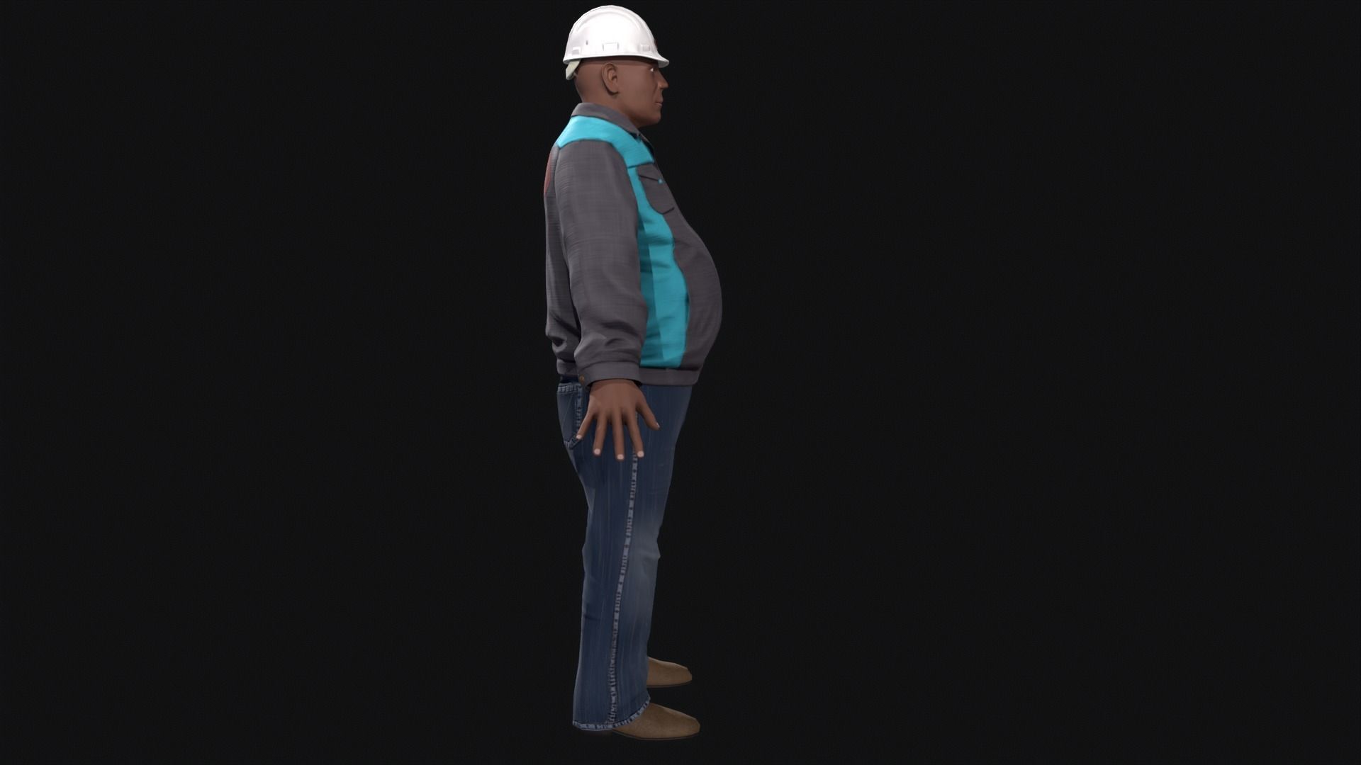 Factory worker low poly Low-poly 3D model_8