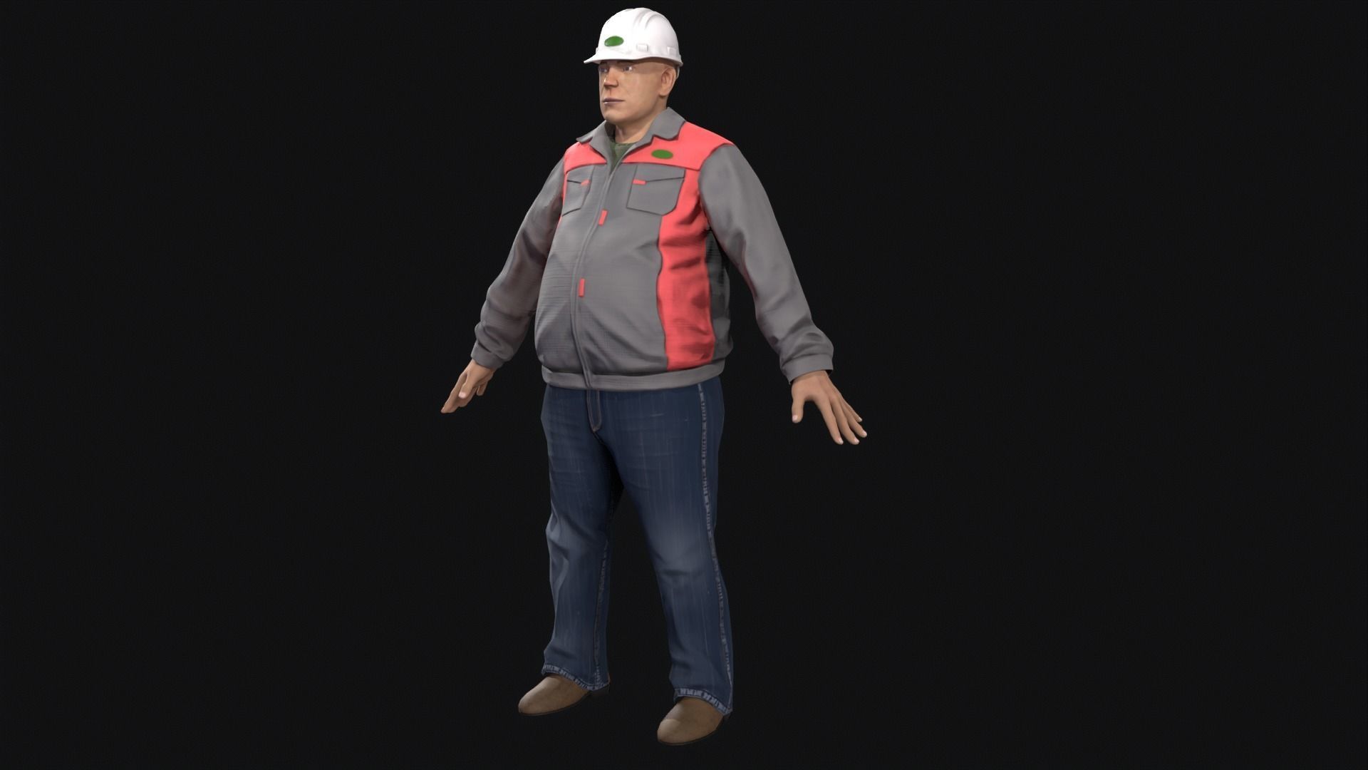 Factory worker low poly Low-poly 3D model_1