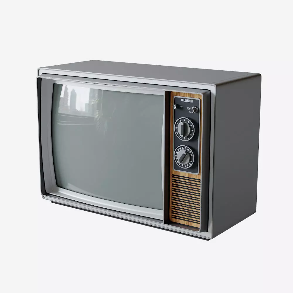 Vintage Television Set Low-poly 3D model_0