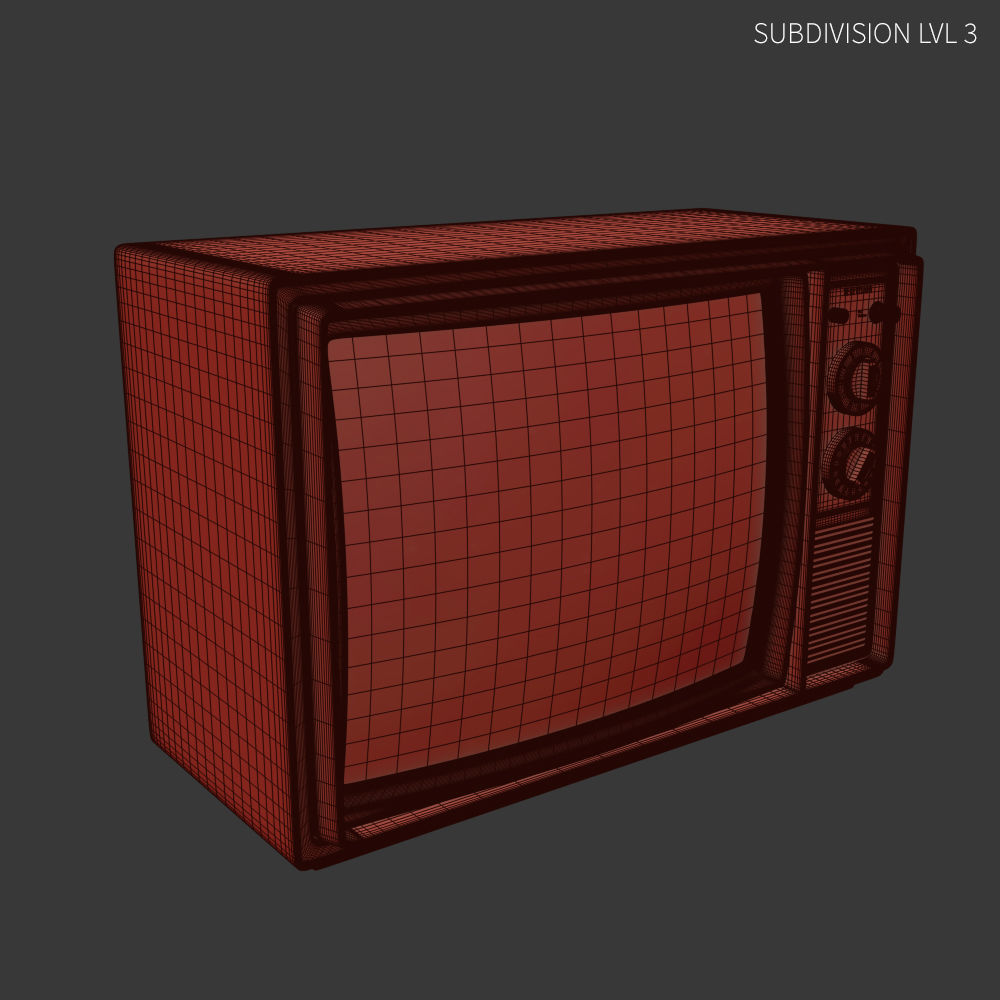 Vintage Television Set Low-poly 3D model_3
