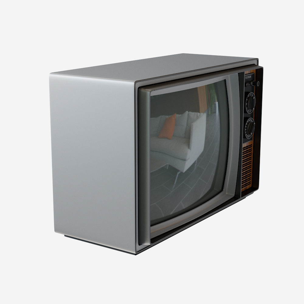 Vintage Television Set Low-poly 3D model_2
