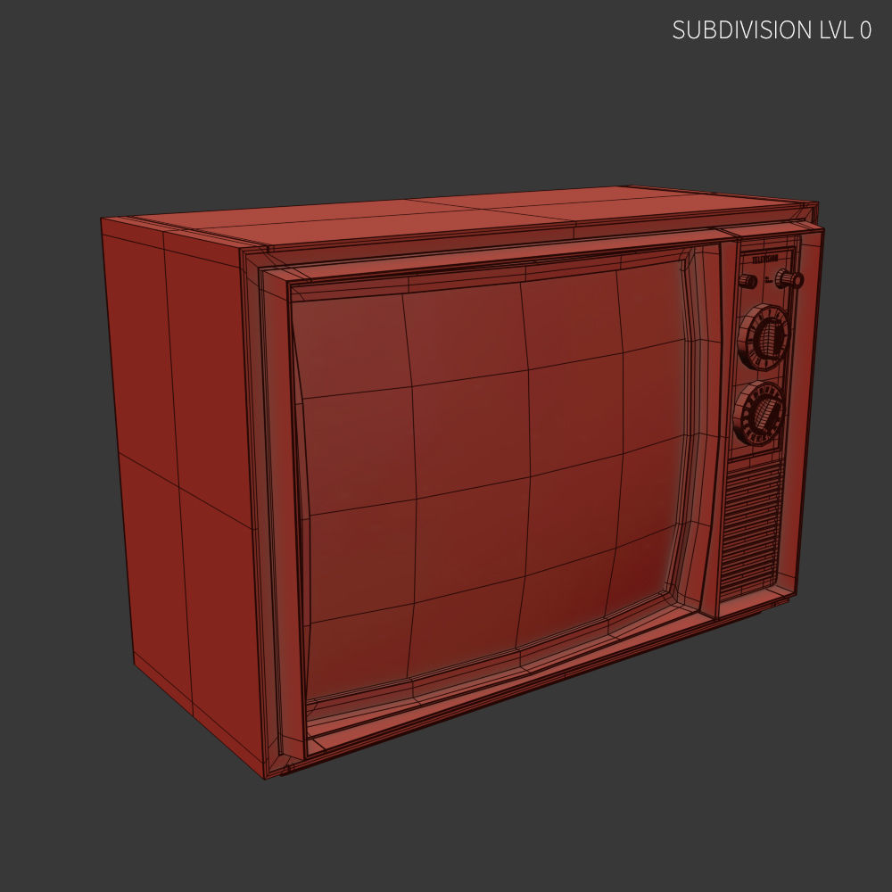 Vintage Television Set Low-poly 3D model_4