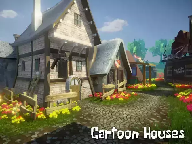 Cartoon Houses Update Low-poly 3D model