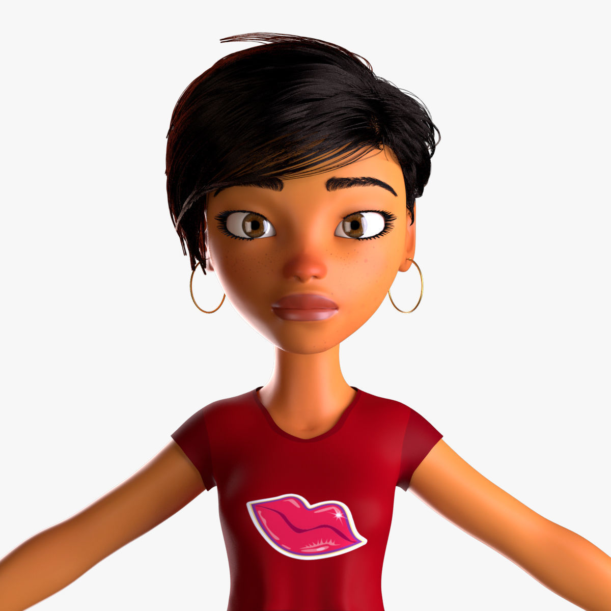 cartoony girl mery 3D model_1