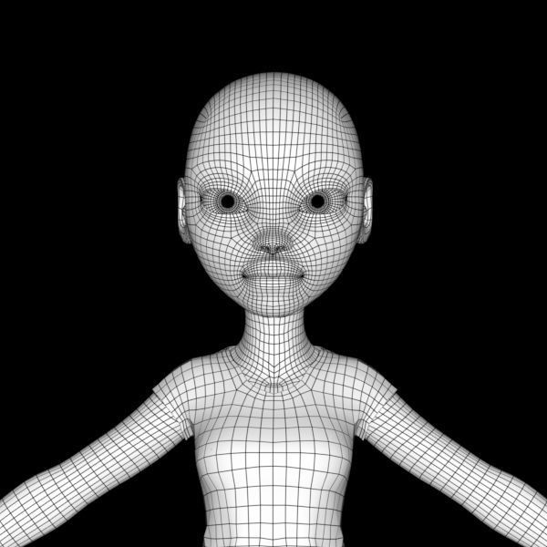 cartoony girl mery 3D model_30