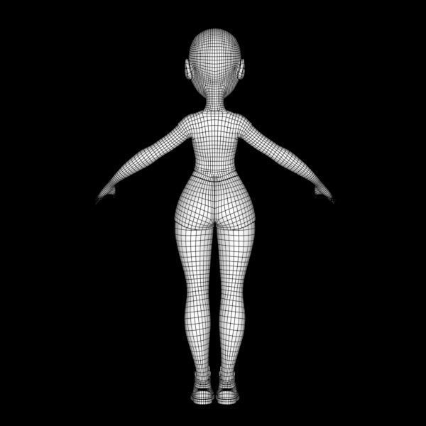 cartoony girl mery 3D model_21