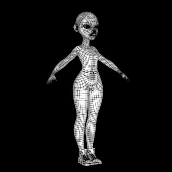 cartoony girl mery 3D model_20
