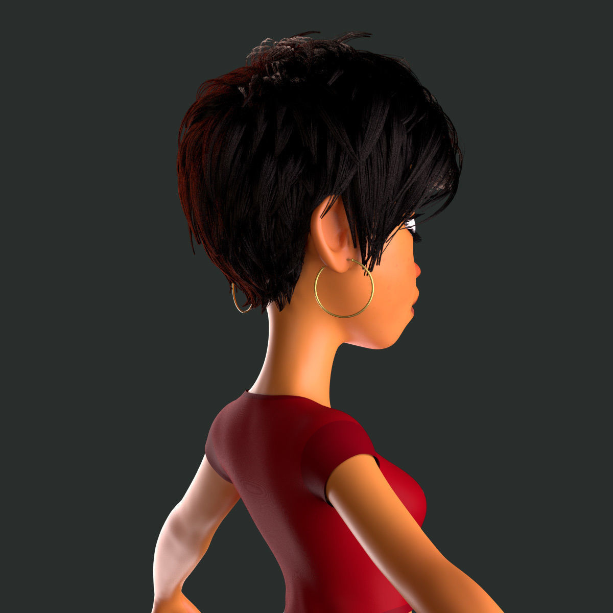 cartoony girl mery 3D model_4