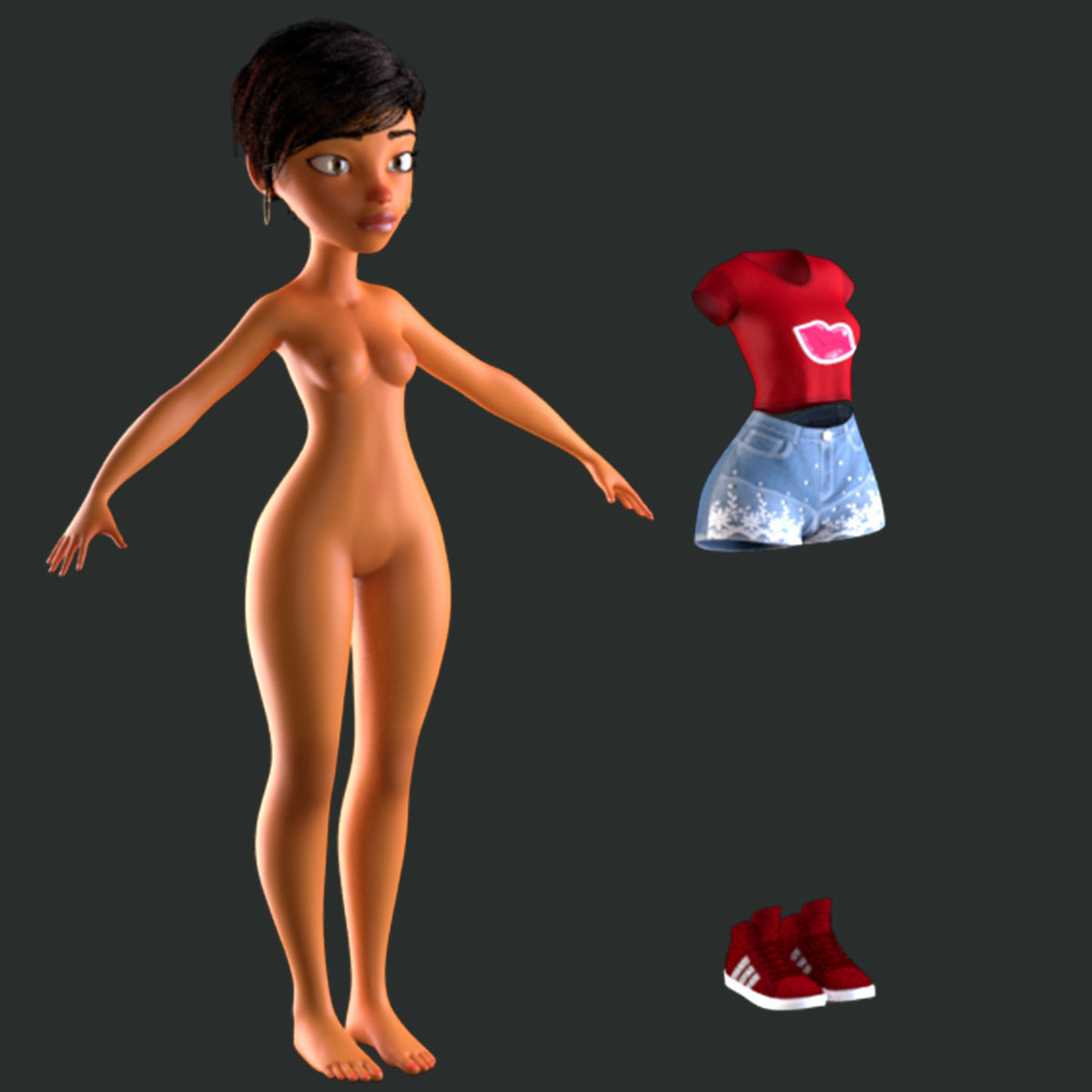 cartoony girl mery 3D model_15