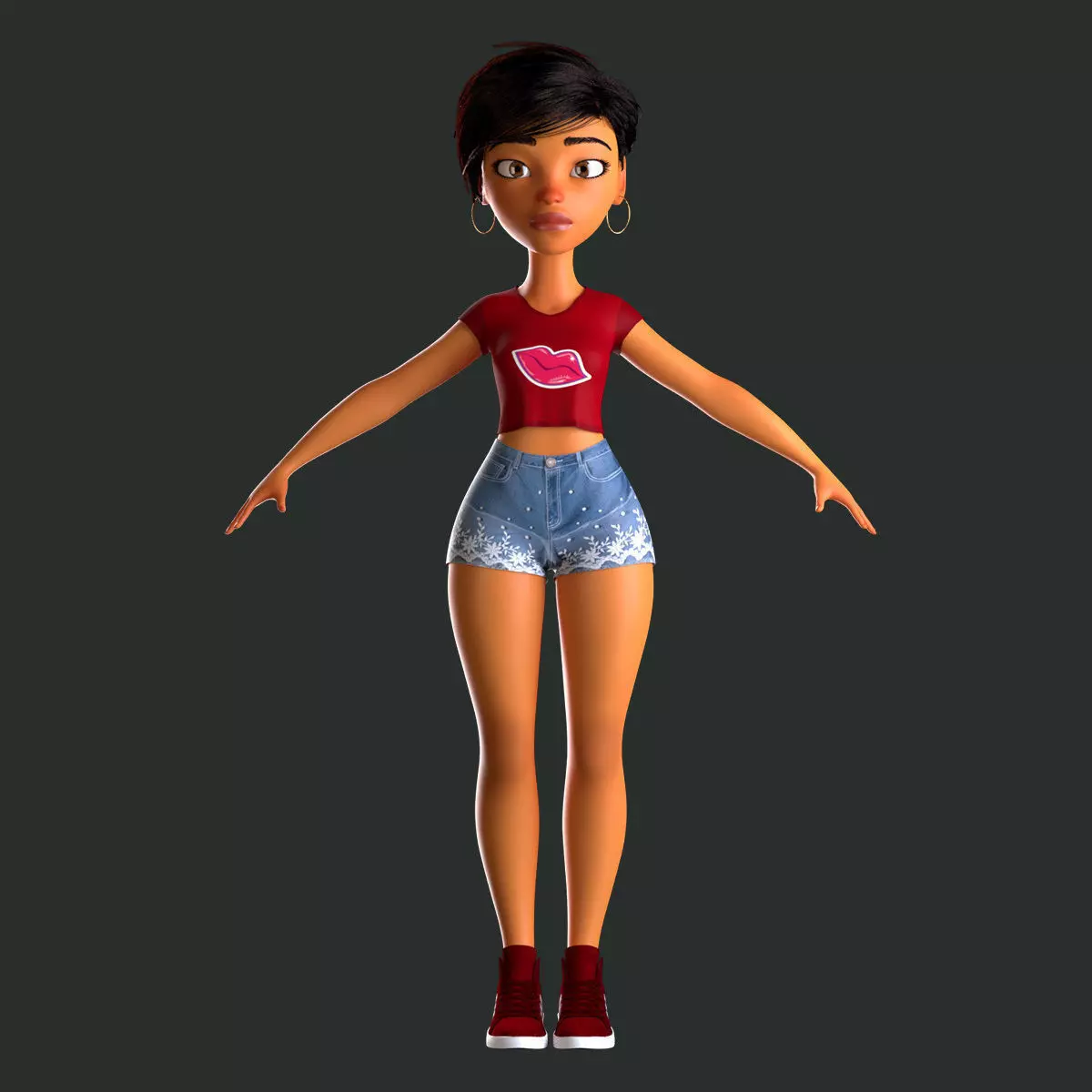 cartoony girl mery 3D model_0