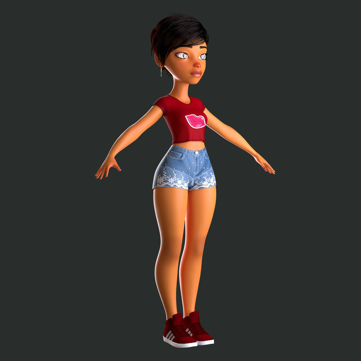cartoony girl mery 3D model_10