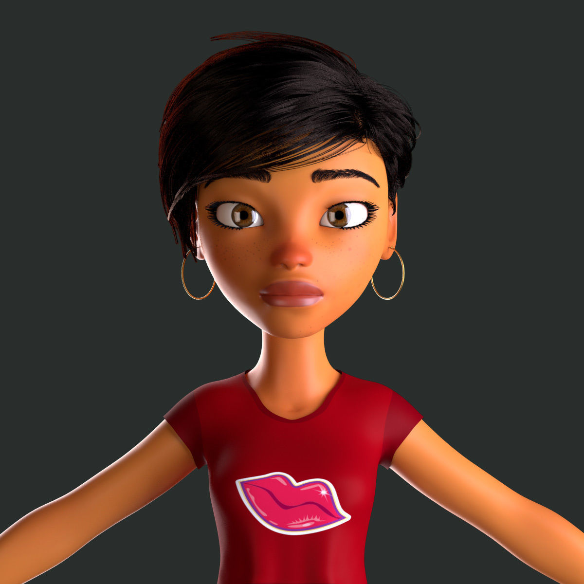 cartoony girl mery 3D model_2