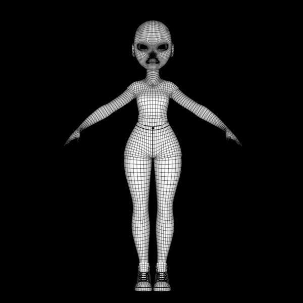 cartoony girl mery 3D model_25