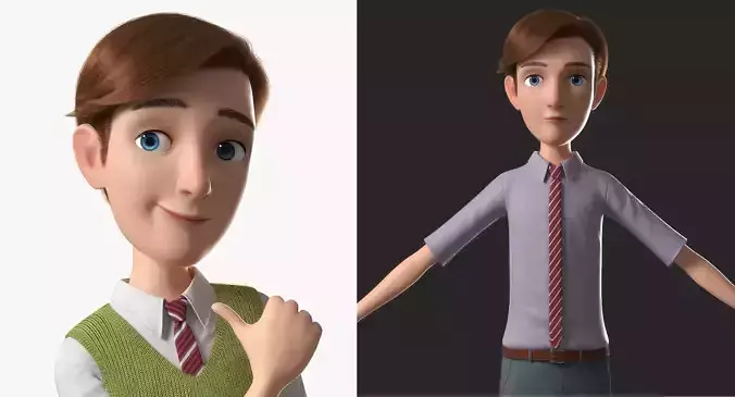 Cartoon Man Rigged 3D model