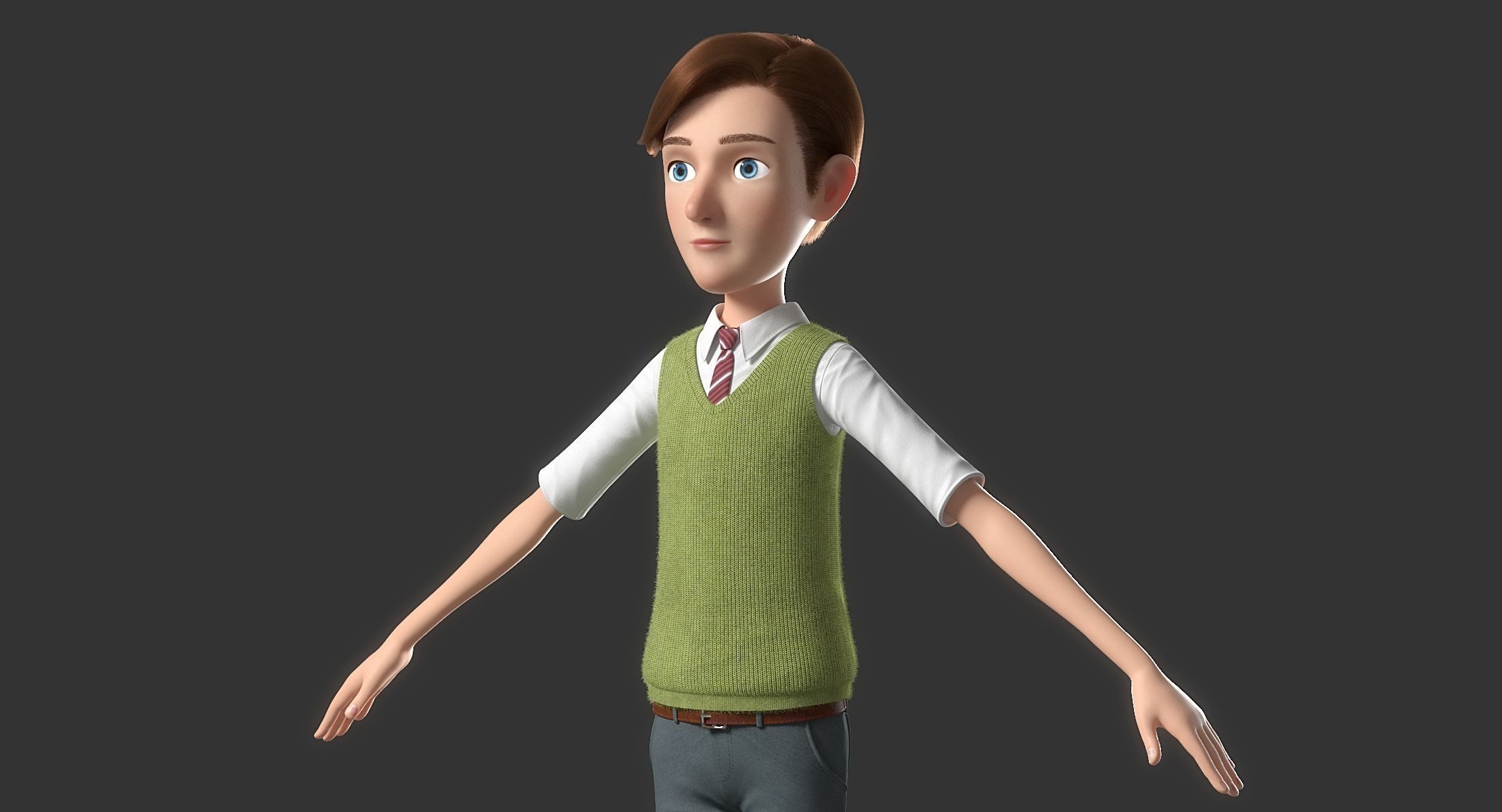 Cartoon Man Rigged 3D model_16