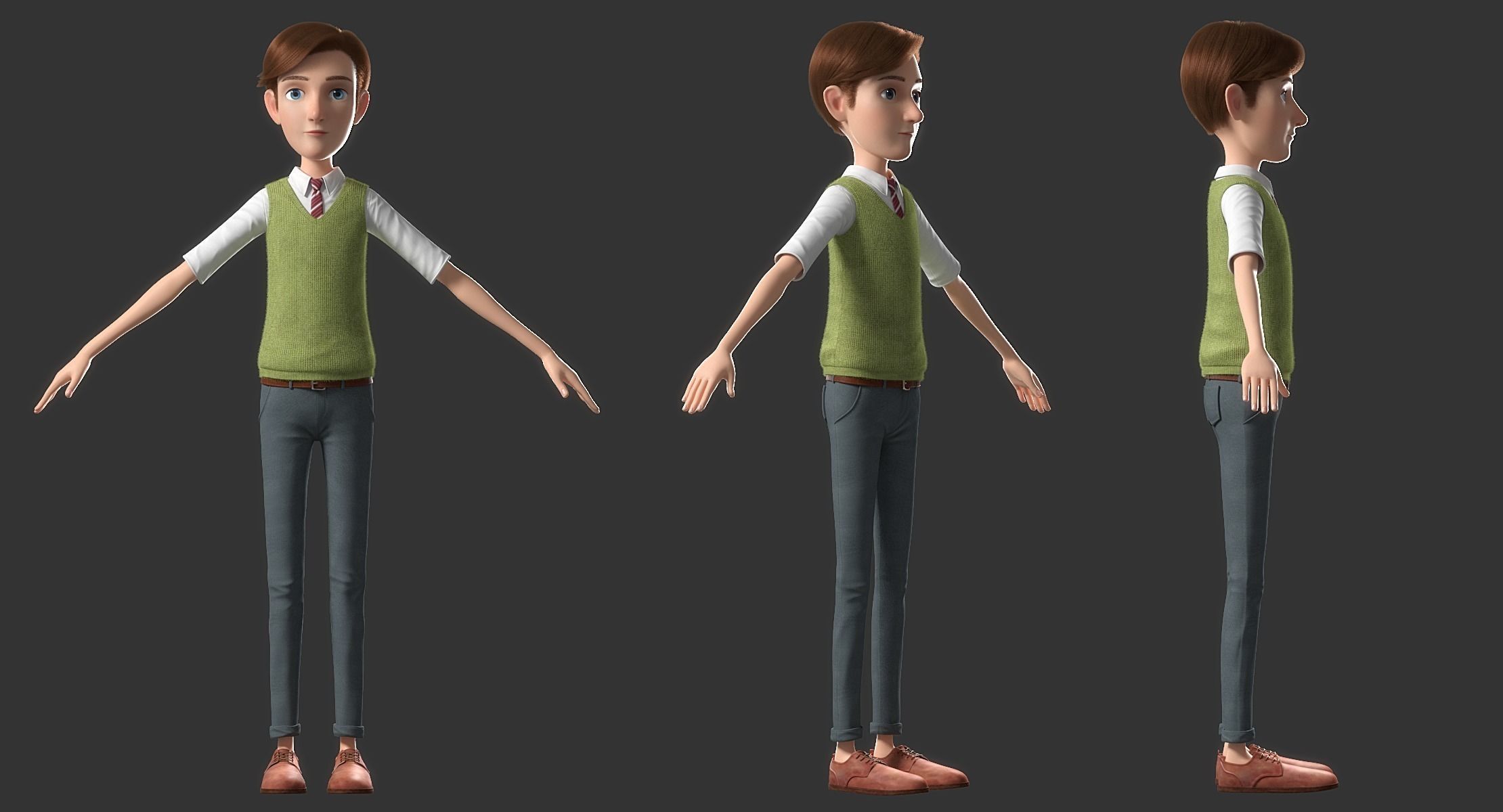 Cartoon Man Rigged 3D model_17