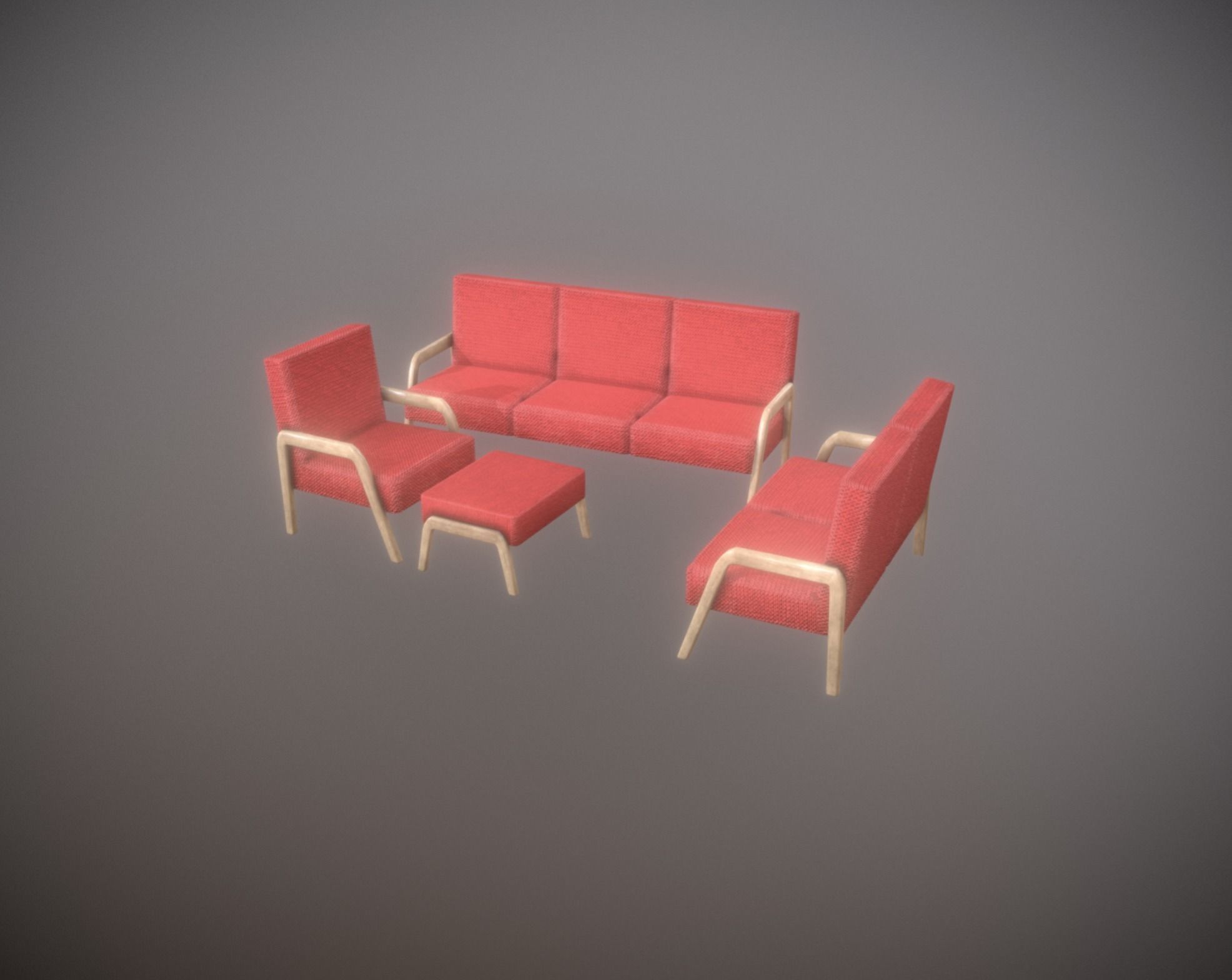 Living Room Seating 5 color low poly game ready Low-poly 3D model_5
