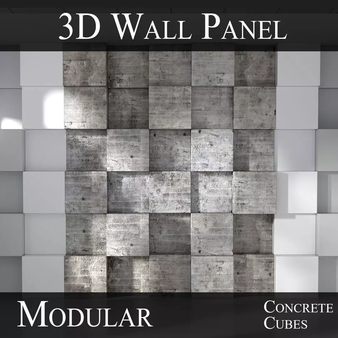 3D Modular 3D Feature Wall Panels Low-poly 3D model_0