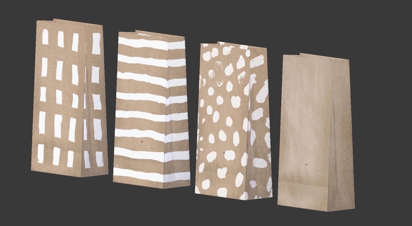 Natur Candy Bag - Simple Paper Bag Low-poly 3D model_4