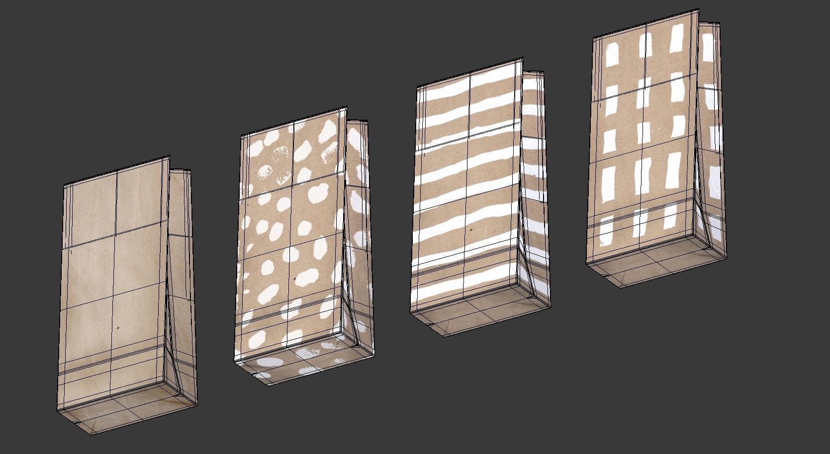 Natur Candy Bag - Simple Paper Bag Low-poly 3D model_5