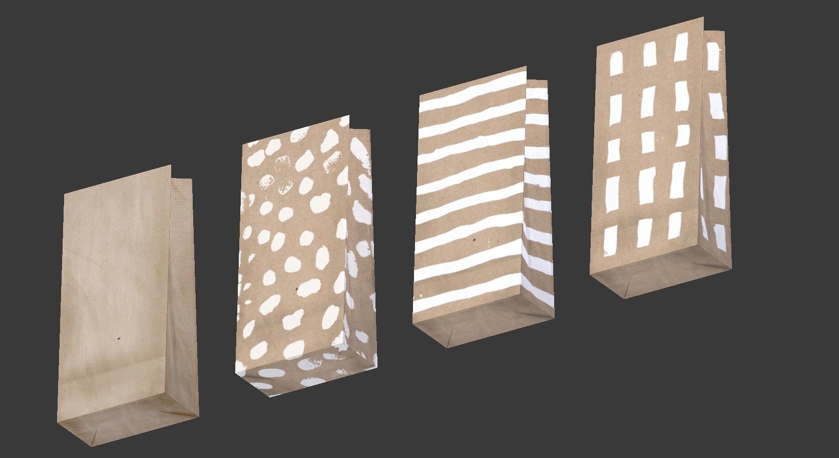 Natur Candy Bag - Simple Paper Bag Low-poly 3D model_3