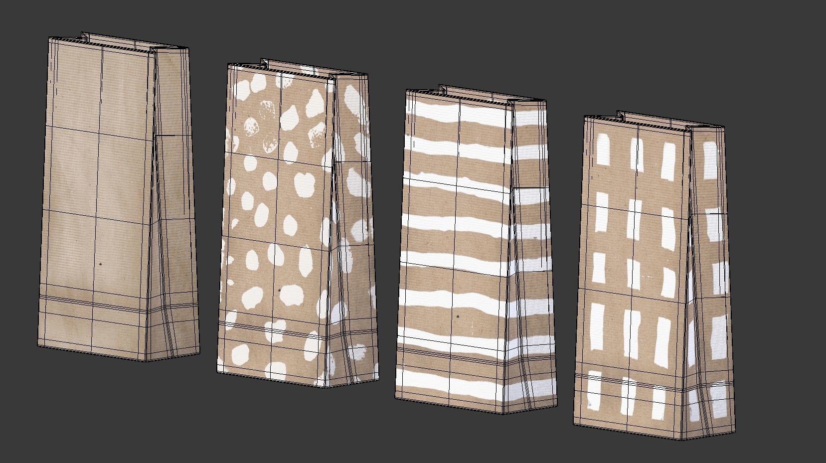 Natur Candy Bag - Simple Paper Bag Low-poly 3D model_6