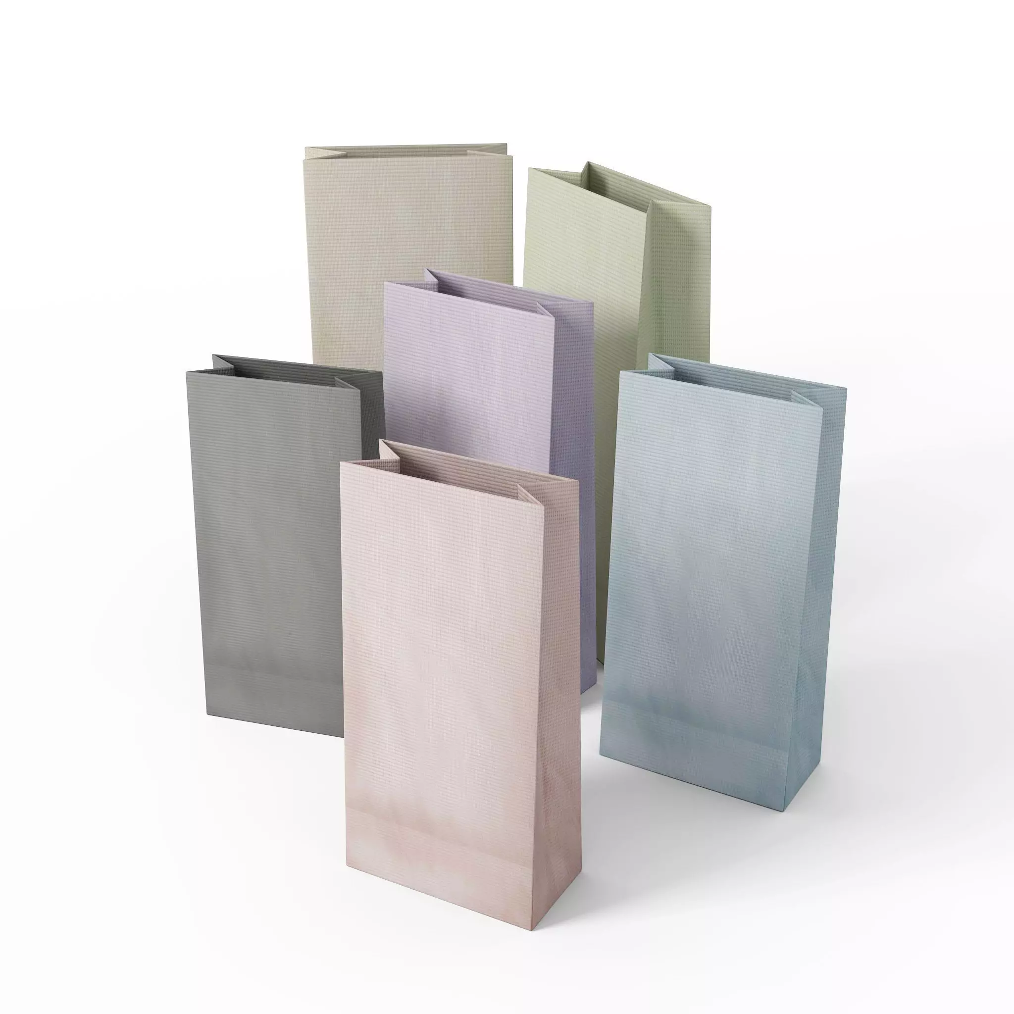 Candy Bag Pastel colored - Simple Paper Bag Low-poly 3D model_0