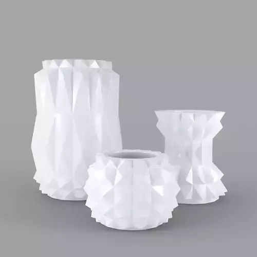 Modern Decor Vase Set - White 3D model Modern Decor Vase Set - White 3D model