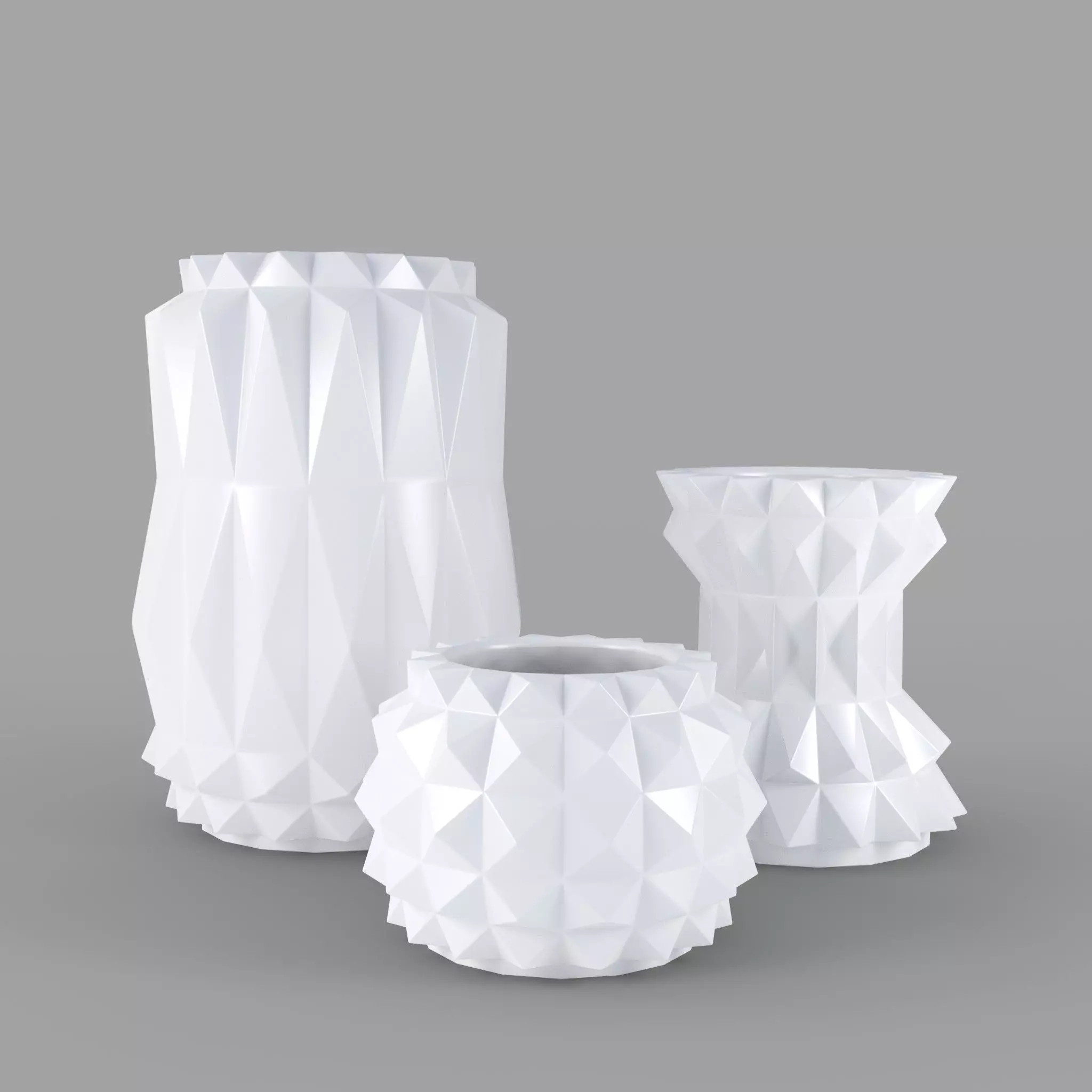 Modern Decor Vase Set - White 3D model_0
