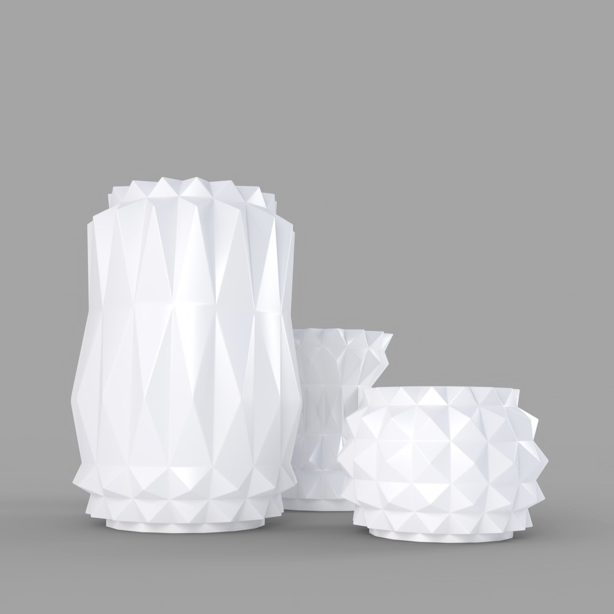 Modern Decor Vase Set - White 3D model_1