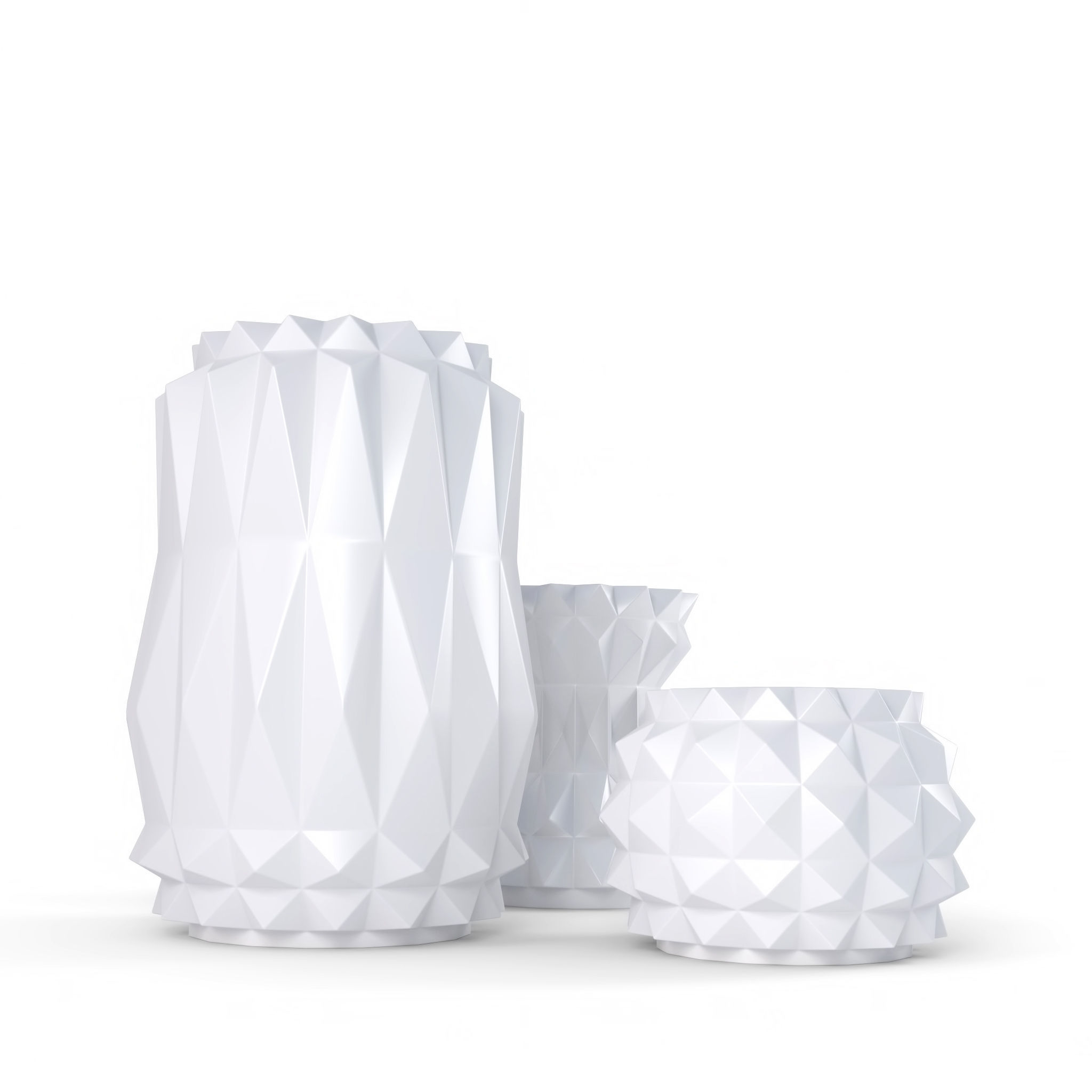 Modern Decor Vase Set - White 3D model_3