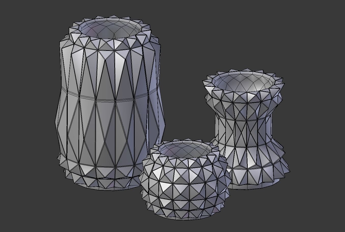 Modern Decor Vase Set - White 3D model_8