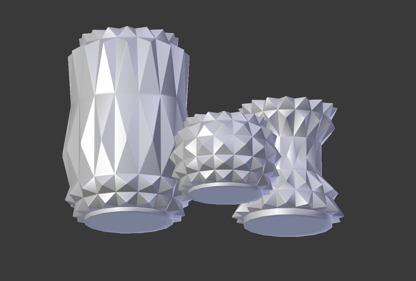 Modern Decor Vase Set - White 3D model_7