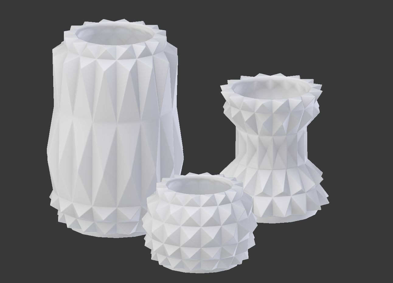 Modern Decor Vase Set - White 3D model_4