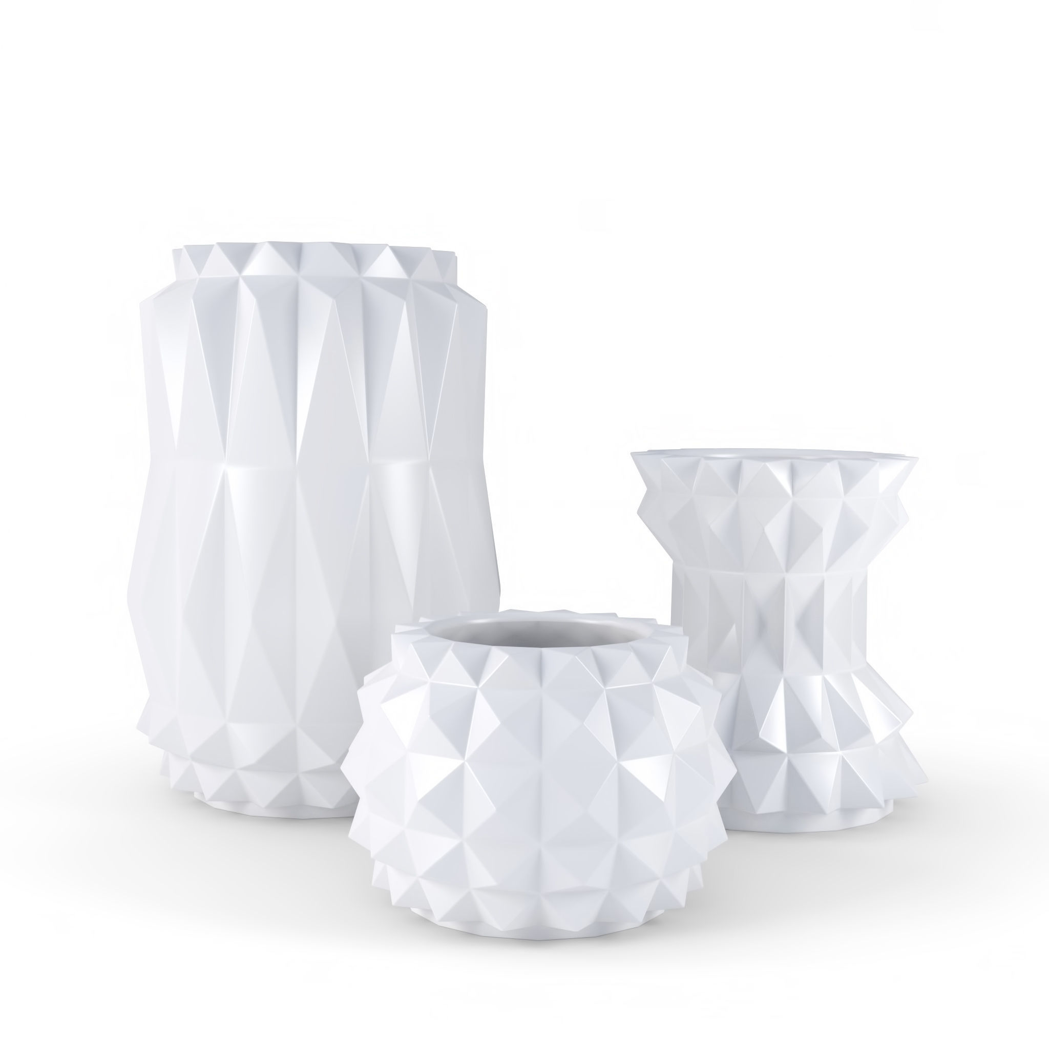 Modern Decor Vase Set - White 3D model_2