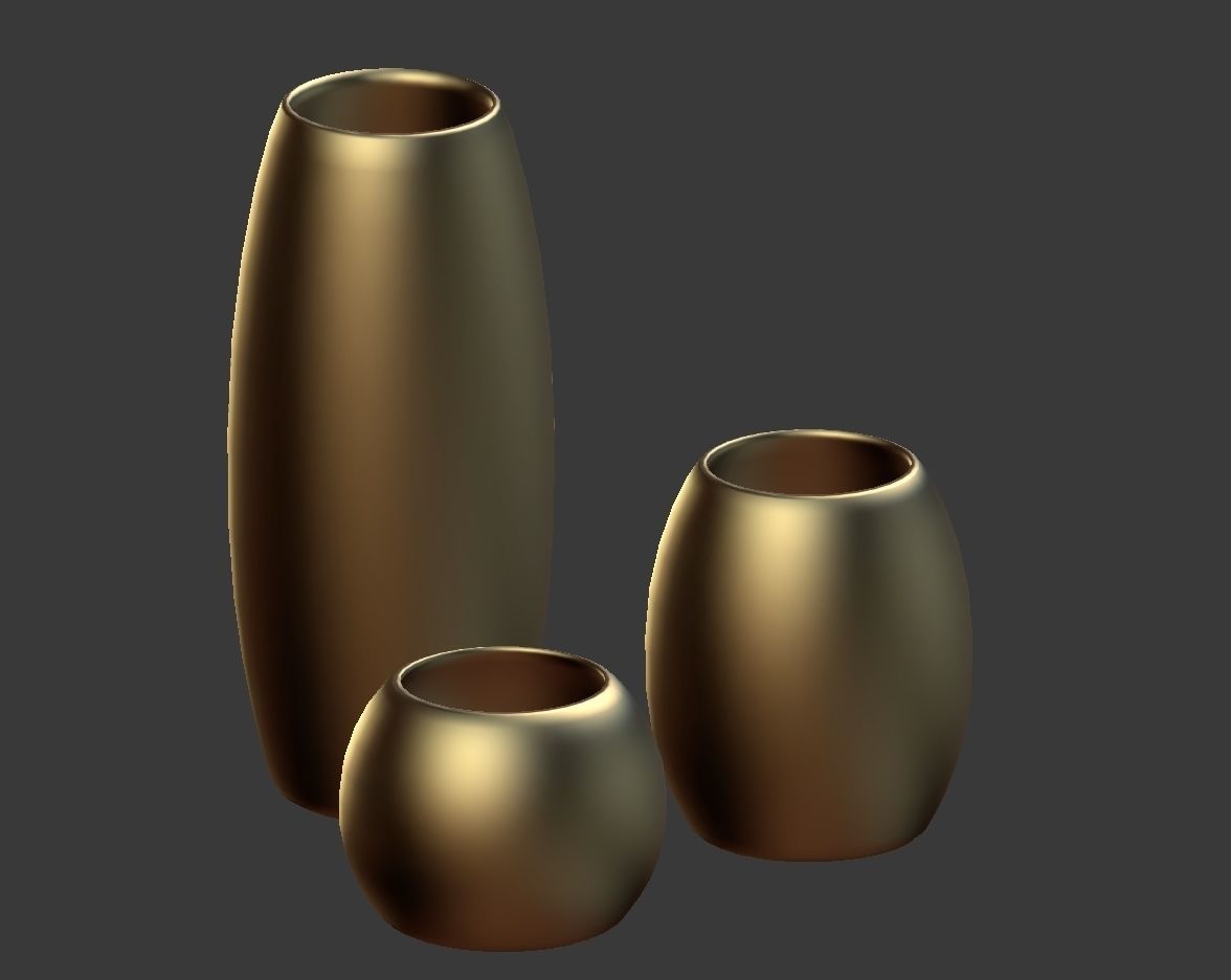 Modern Decor Vase Set 3D model_5