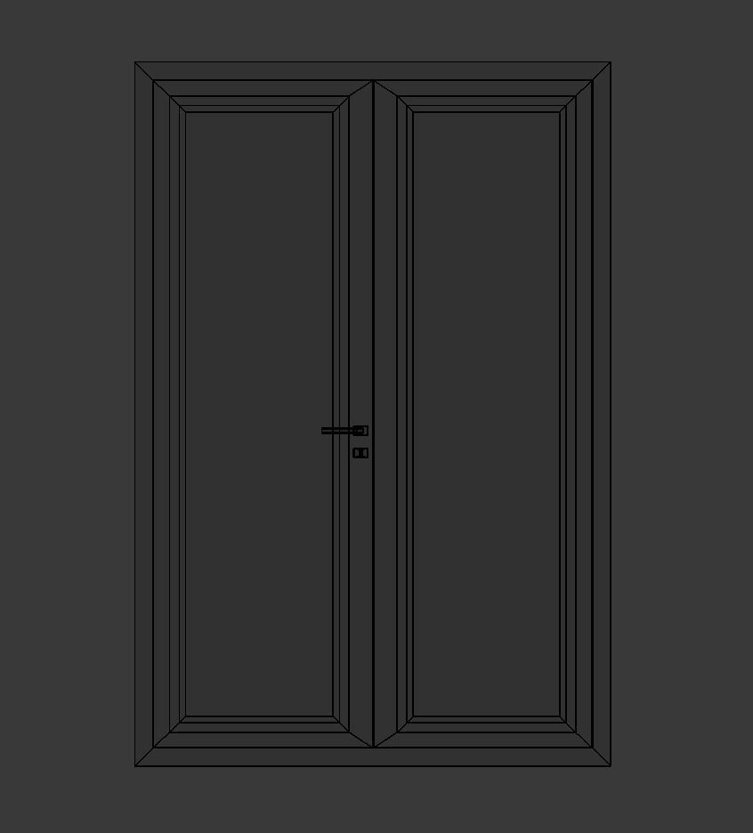 Modern Metal Glass Double Door 3D model_13