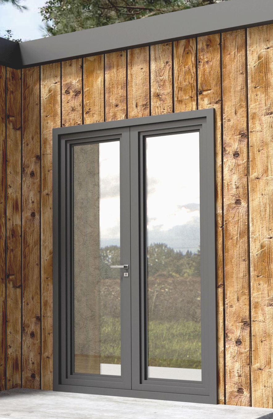 Modern Metal Glass Double Door 3D model_2