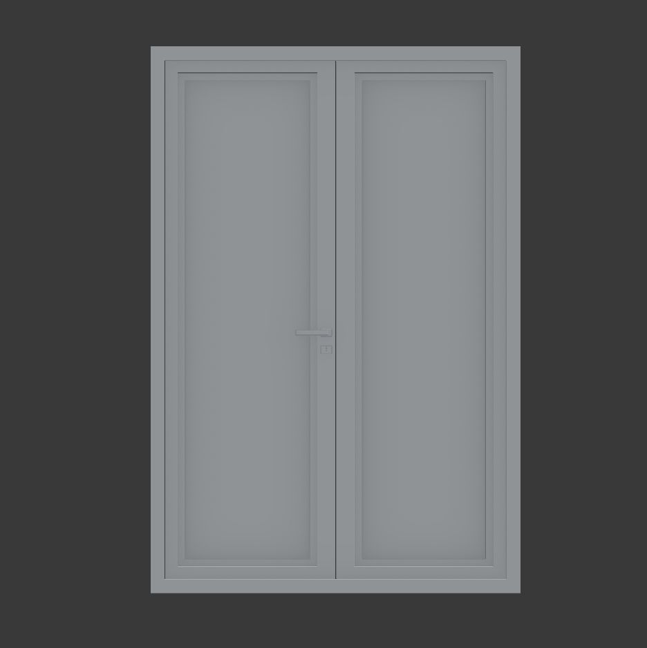 Modern Metal Glass Double Door 3D model_11