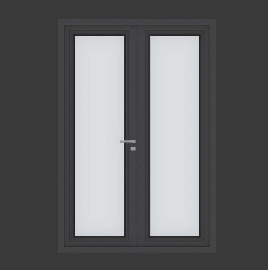 Modern Metal Glass Double Door 3D model_10