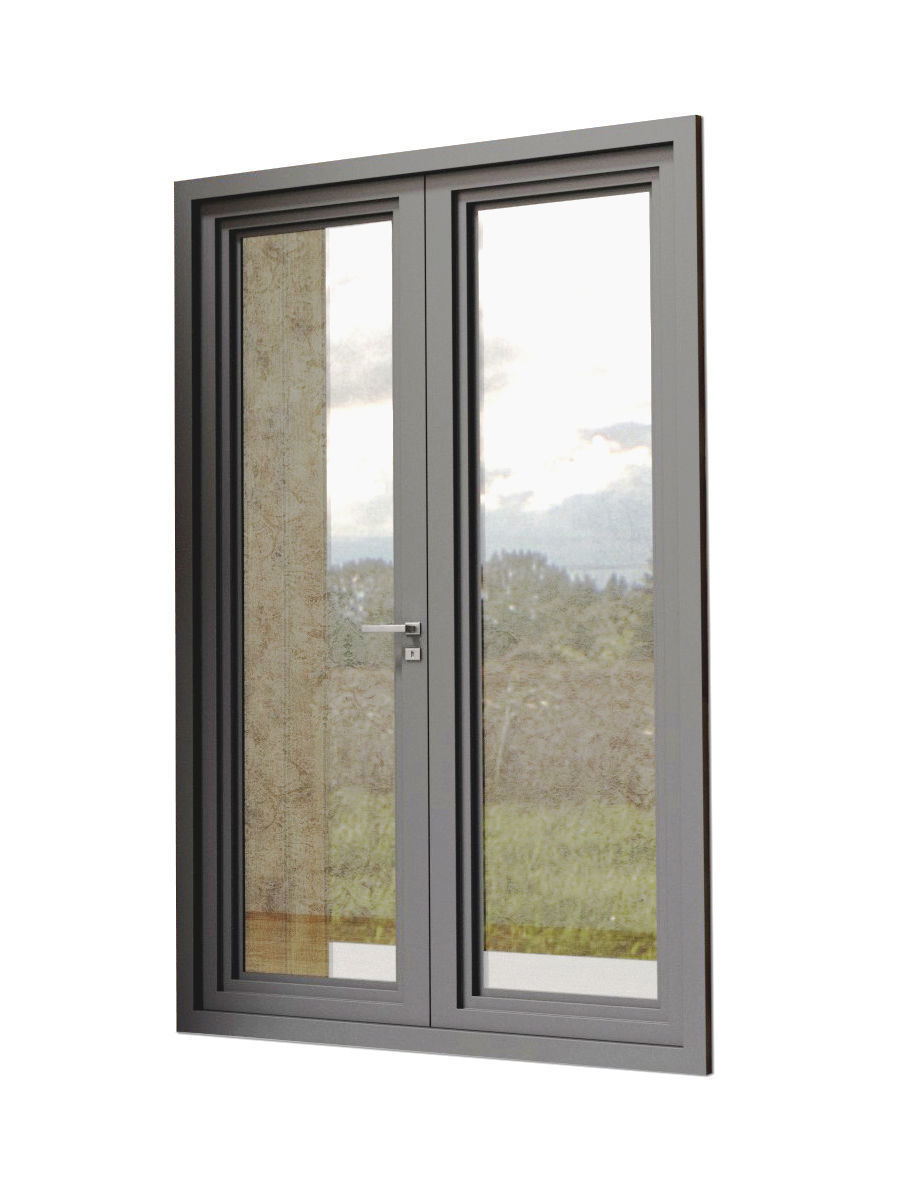 Modern Metal Glass Double Door 3D model_3