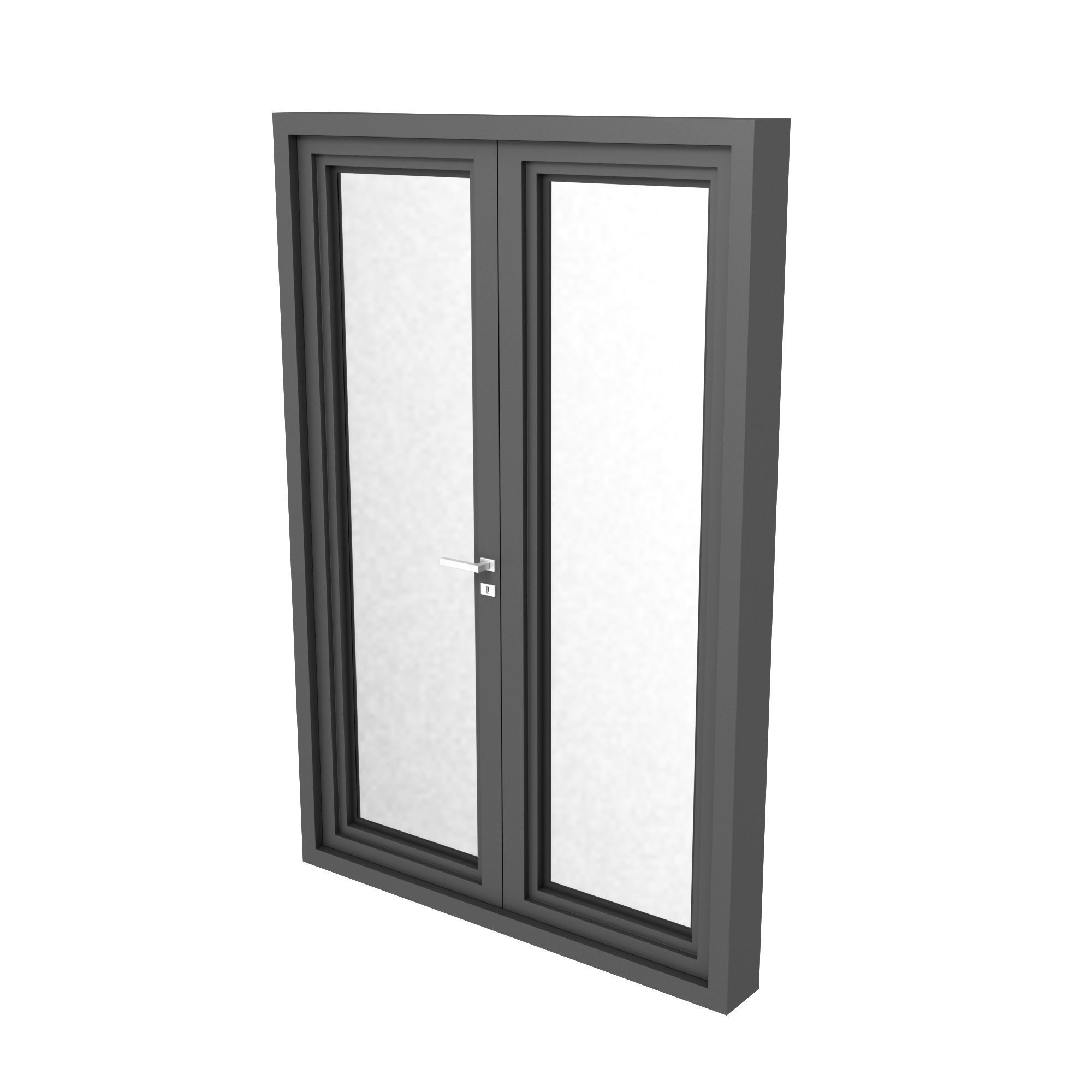 Modern Metal Glass Double Door 3D model_1