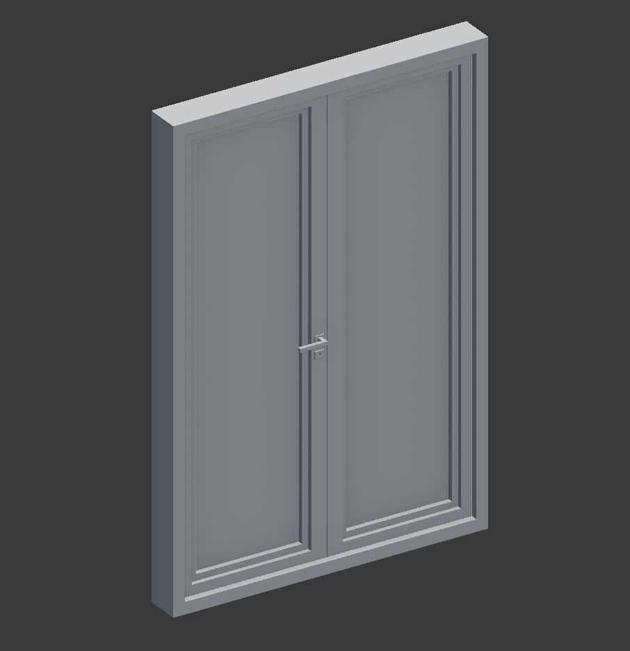 Modern Metal Glass Double Door 3D model_5