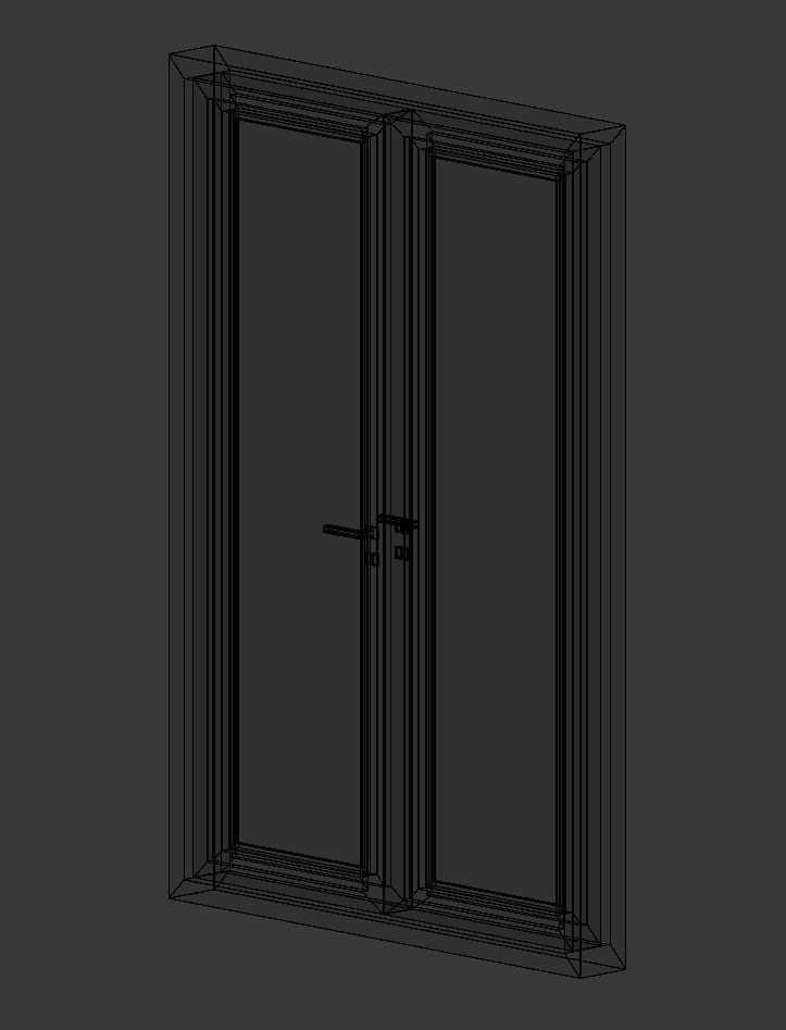 Modern Metal Glass Double Door 3D model_9