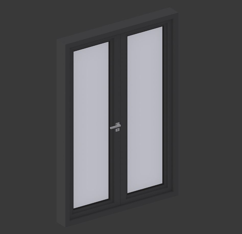Modern Metal Glass Double Door 3D model_12