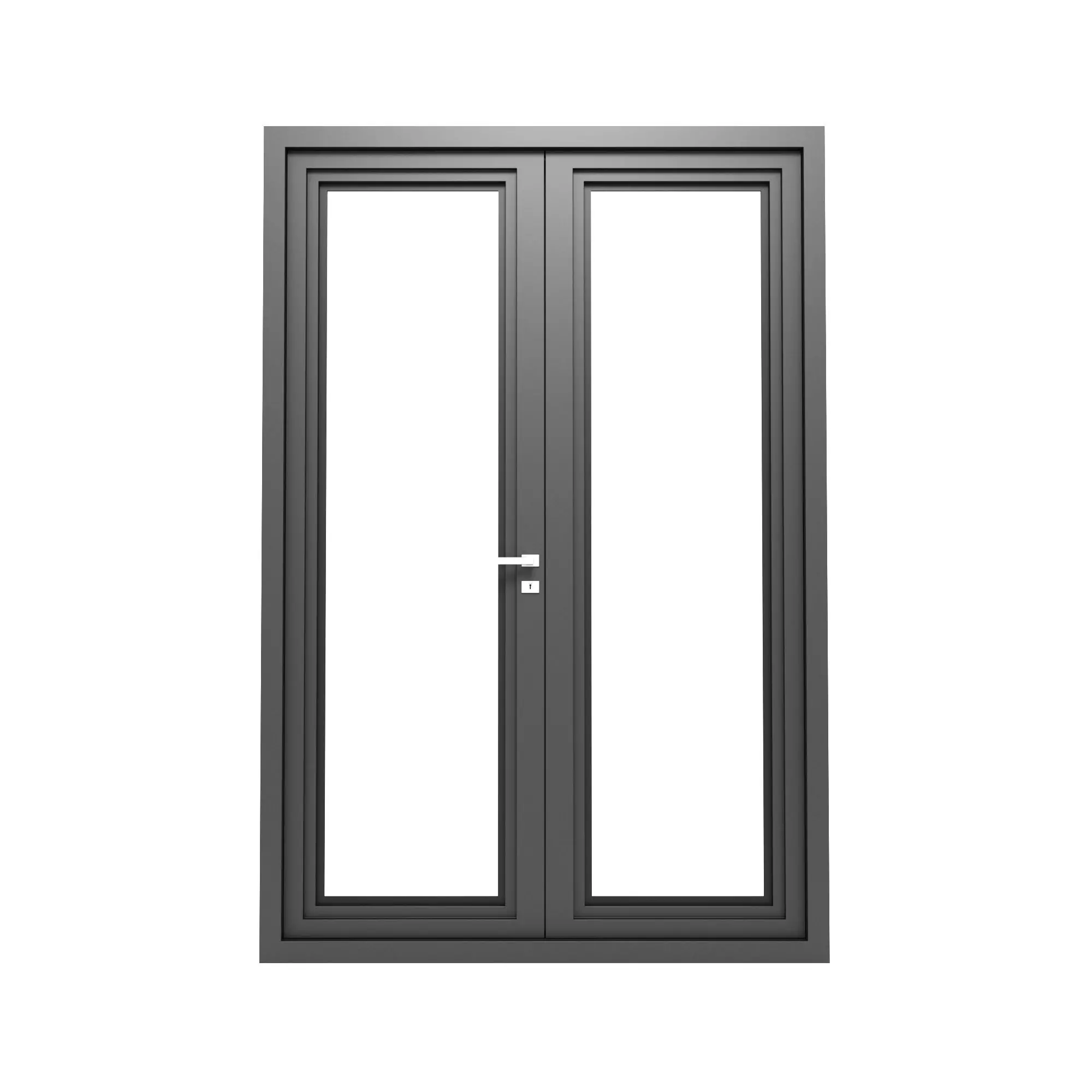 Modern Metal Glass Double Door 3D model_0