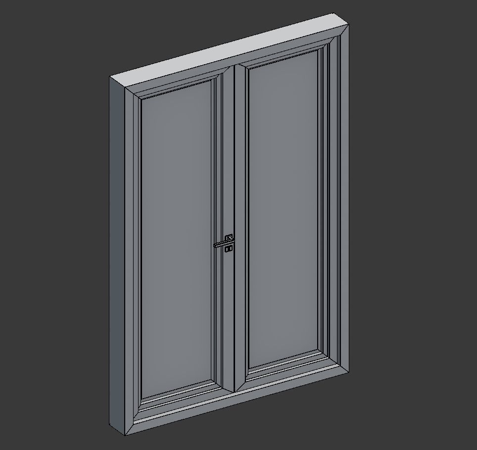 Modern Metal Glass Double Door 3D model_6