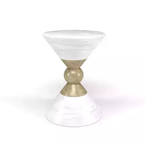 Modern Round White and Gold Side Table