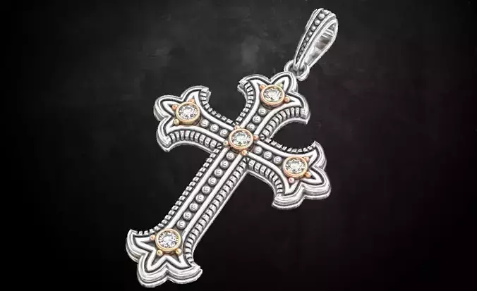 Beautiful cross with stones in two colors 200 3D print model