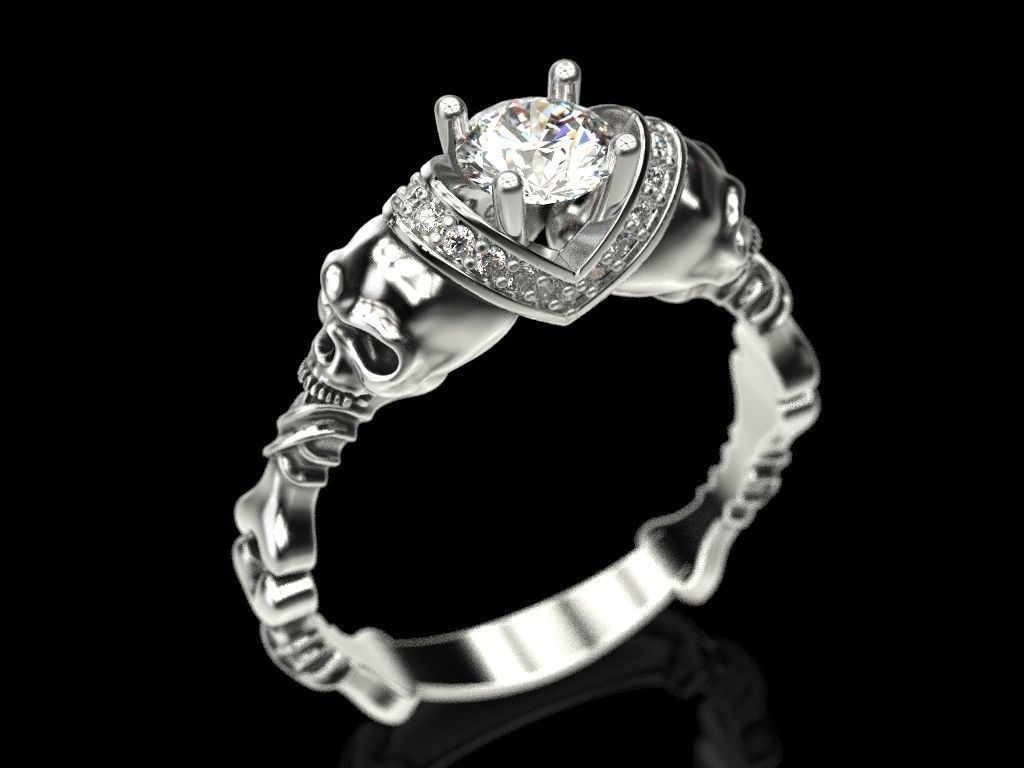 Skull Engagement Ring 5 3D print model_8